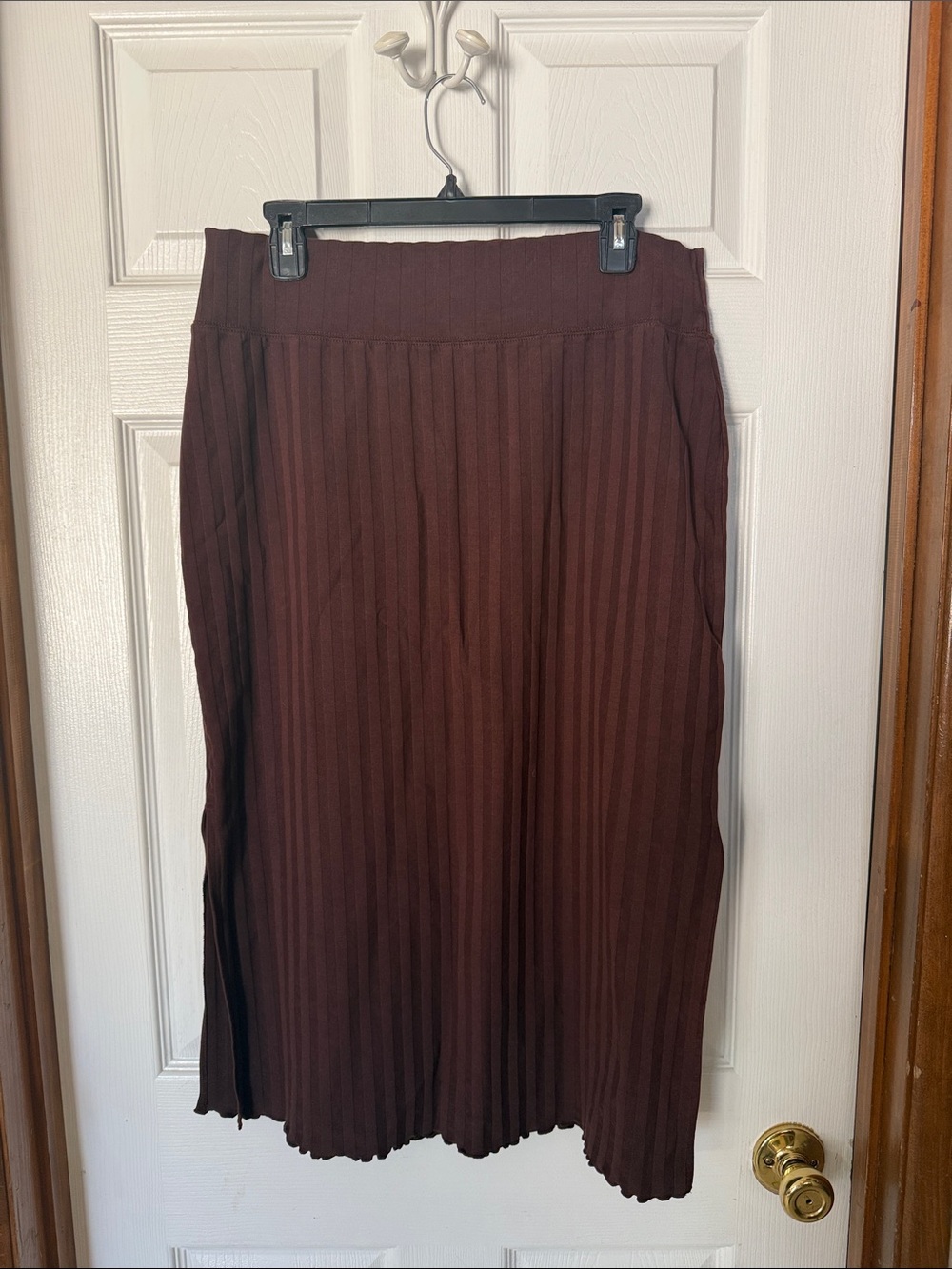 American Eagle Outfitters Dark Brown Ribbed Midi Skirt